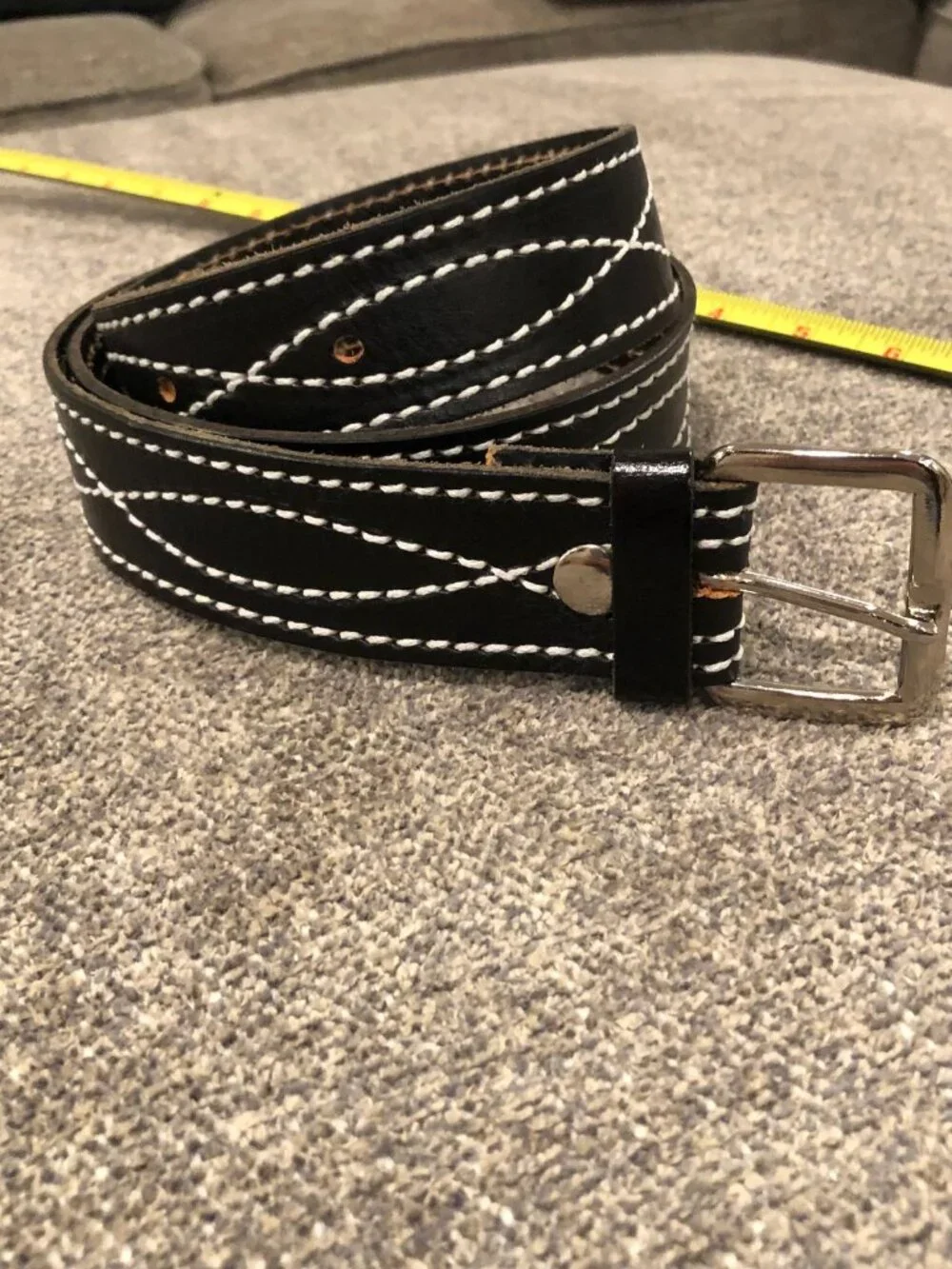 Black Leather Belt, Size 43" - Picture 1 of 3